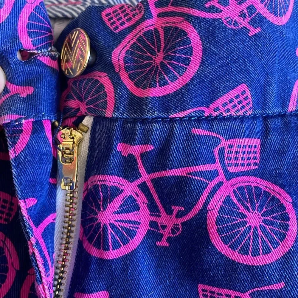 MacBeth Collection by Margaret Josephs Pink Bicycle Print Shorts Preppy